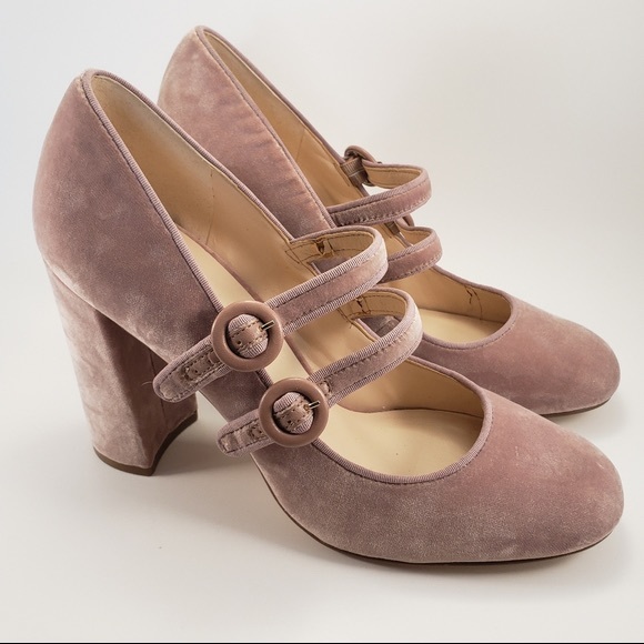 Nine West Pink Suede Block Heels | Pink Mary-Jane Heels | Suede Heels - Picture 2 of 4